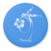 Hummingbird Elegant Cornsilk Blue White Design Keramische Knop (Voorkant)