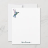 Hummingbird Elegant Waterverf Bird Art Monogram Notitiekaartje (Voorkant)