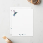 Hummingbird Elegant Waterverf Bird Art Monogram Notitiekaartje (Voorkant / Achterkant in situ)