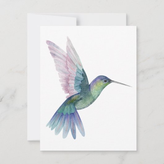 Hummingbird Elegant Waterverf Bird Art Monogram Notitiekaartje (Achterkant)