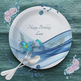 Hummingbird en Blue Wave Verjaardag borden Papieren Bordje