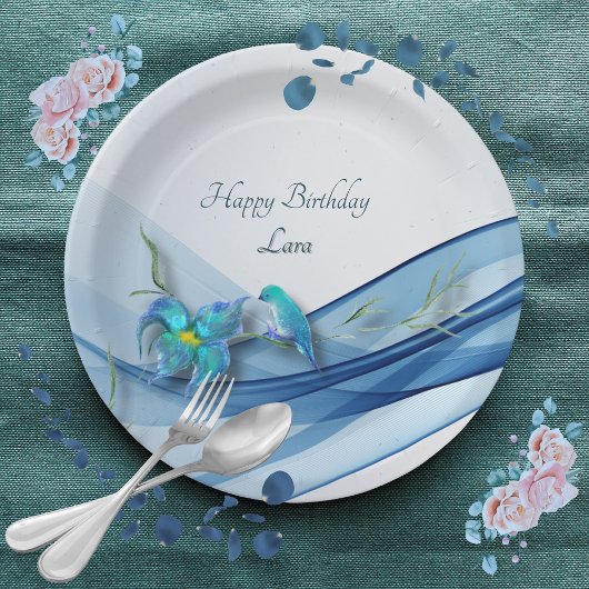 Hummingbird en Blue Wave Verjaardag borden Papieren Bordje