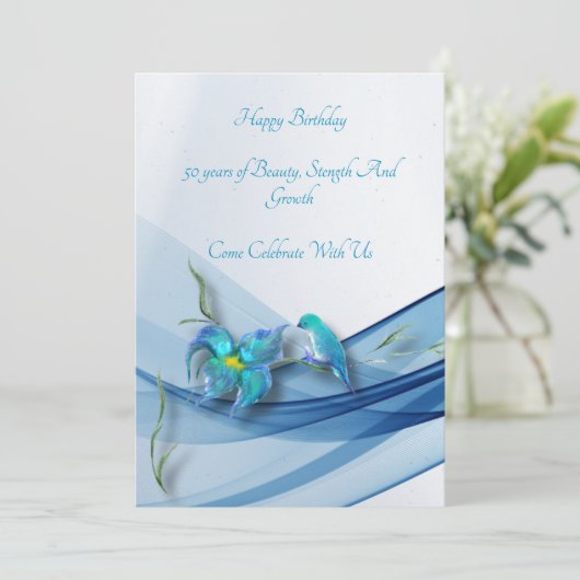 Hummingbird en Blue Wave Verjaardag Kaart (Staand voorkant)