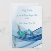 Hummingbird en Blue Wave Verjaardag Kaart (Voorkant / Achterkant)