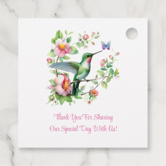 Hummingbird en Butterfly Girl Baby shower Dank U Bedankjes Labels (Achterkant)