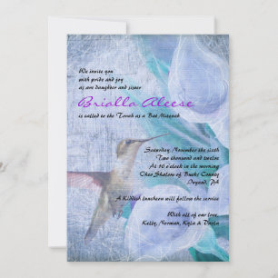 HUMMINGBIRD EN CALLA LILY Bat Mitzvah Invitation Kaart