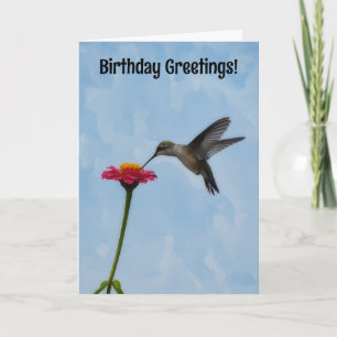 Hummingbird en Flower Art Leuke Verjaardag Kaart