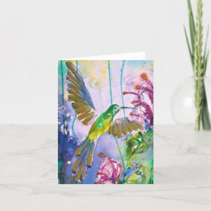  Hummingbird en Flower BLANK Wenskaart Bedankkaart