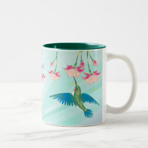 HUMMINGBIRD EN FUCHSIE DOOR SHARON SHARPE TWEEKLEURIGE KOFFIEMOK