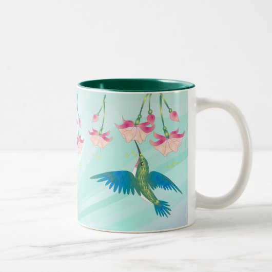 HUMMINGBIRD EN FUCHSIE DOOR SHARON SHARPE TWEEKLEURIGE KOFFIEMOK (Rechts)