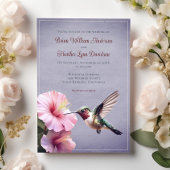 Hummingbird en Hibiscus bruiloft | Paars Kaart