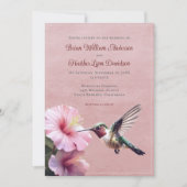 Hummingbird en Hibiscus bruiloft | Roze Kaart (Voorkant)