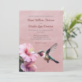 Hummingbird en Hibiscus bruiloft | Roze Kaart (Staand voorkant)