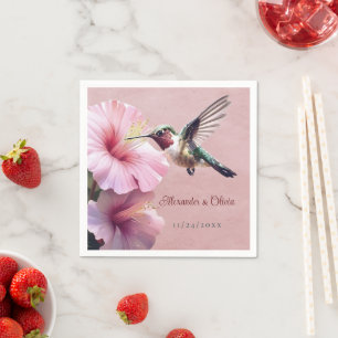 Hummingbird en Hibiscus bruiloft Roze Servet