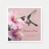 Hummingbird en Hibiscus bruiloft | Roze Servet (Voorkant)