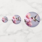 Hummingbird en Hibiscus monogram bruiloft | Paars Confetti (Voorkanten)