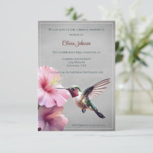 Hummingbird en Hibiscus-Vrijgezellenfeest Grijs Kaart