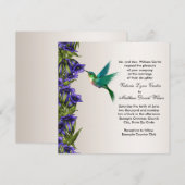 Hummingbird en Paarse Violets Huwelijksuitnodiging Kaart (Voorkant / Achterkant)
