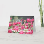 Hummingbird en Pink Flowers Natuur Verjaardag Kaart (Voorkant)