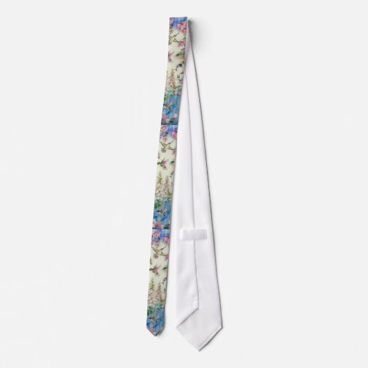HUMMINGBIRD en Pink Flowers Necktie Stropdas (Achterkant)