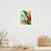 Hummingbird en PInk Flowers Stylized Art Poster (Keuken)