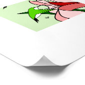 Hummingbird en PInk Flowers Stylized Art Poster (Hoek)