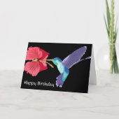 Hummingbird en Red Hibiscus Happy Birthday Kaart (Voorkant)