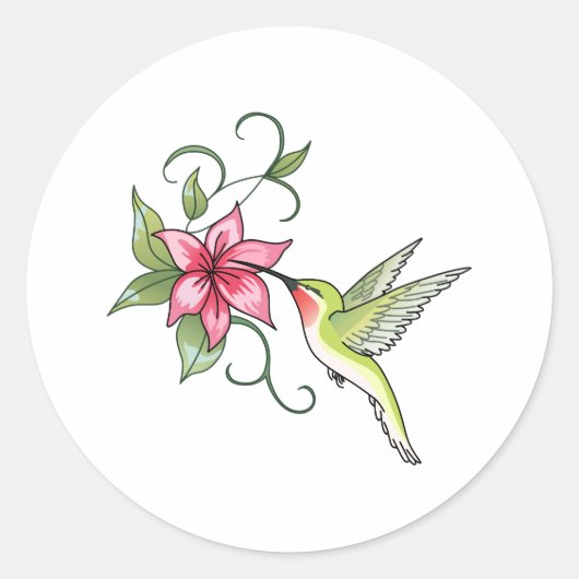 HUMMINGBIRD EN STROOM RONDE STICKER (Voorkant)