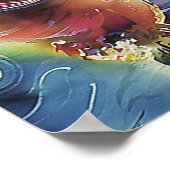 HummingBird en Vloeiende Zijde Kunst schilderen Poster (Hoek)