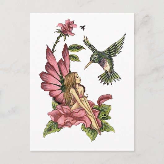 Hummingbird Fairy Briefkaart (Voorkant)