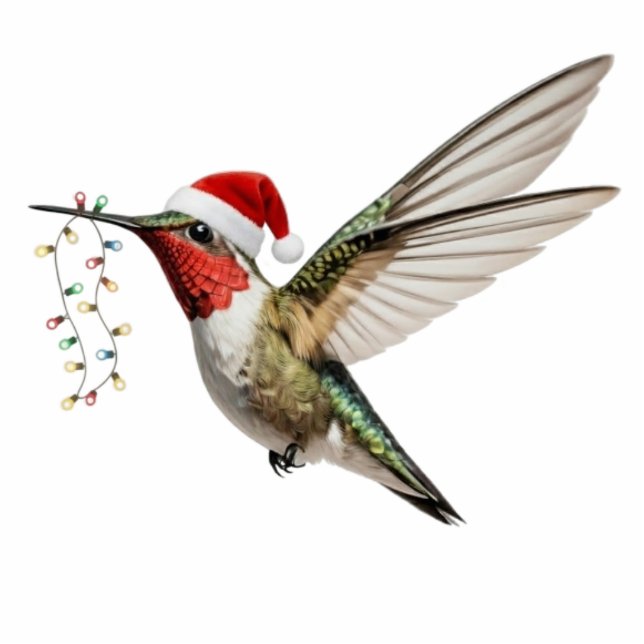 Hummingbird & Fairy Lights Bird Christmas Ornament Fotobeeldje Ornament (Voorkant)