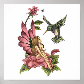 Hummingbird Fairy Poster