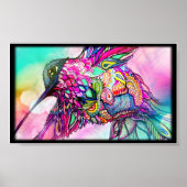 Hummingbird Fantasy Zen Art, helder en kleurrijk Poster (Voorkant)