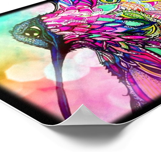 Hummingbird Fantasy Zen Art, helder en kleurrijk Poster (Hoek)