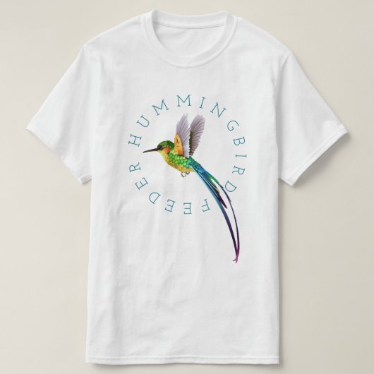 Hummingbird Feeder Blue Long-Tailed Hummingbird T-shirt (Design voorkant)