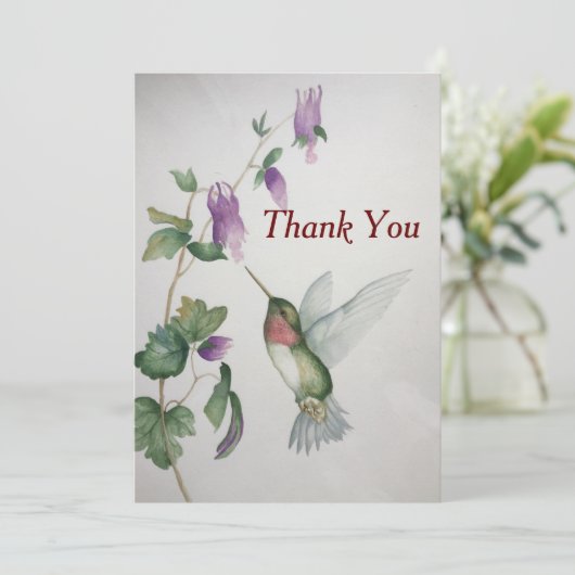 Hummingbird Flat Hartelijk dank Nota Waterverf Bedankkaart (Staand voorkant)