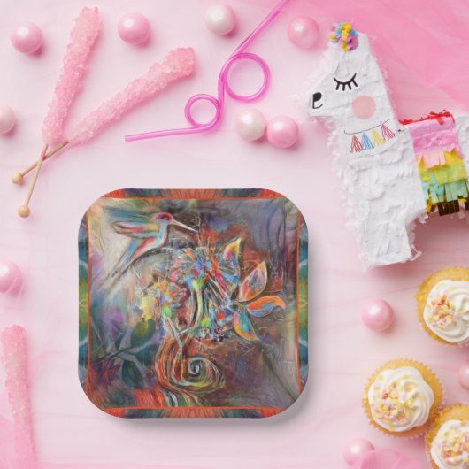 Hummingbird Flight Soft Pastels Art Paper Borden Papieren Bordje (Feest)