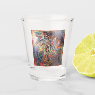 Hummingbird Flight Soft Pastels Art Shot Glas