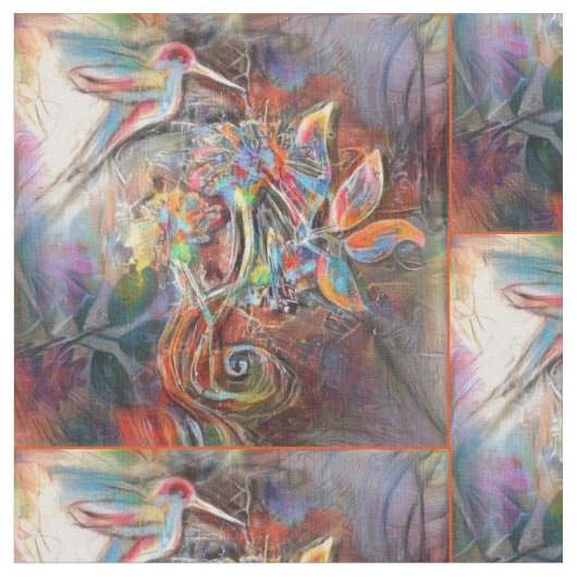 Hummingbird Flight Soft Pastels Art Stof (Close Up)