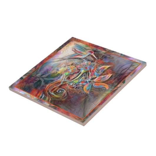 Hummingbird Flight Soft Pastels Art Tegeltje (Zijkant)