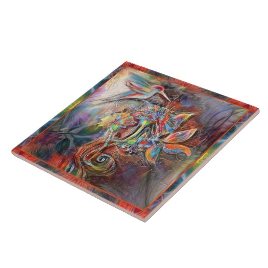 Hummingbird Flight Soft Pastels Art Tegeltje (Zijkant)