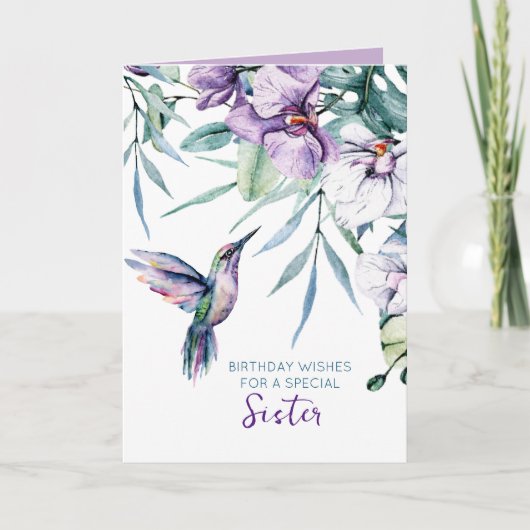 Hummingbird Floral aangepaste tekst bij elke geleg Kaart (Voorkant)