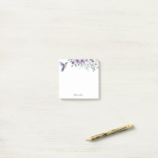 Hummingbird Floral Aangepaste tekst Post-it® Notes (Op bureau)