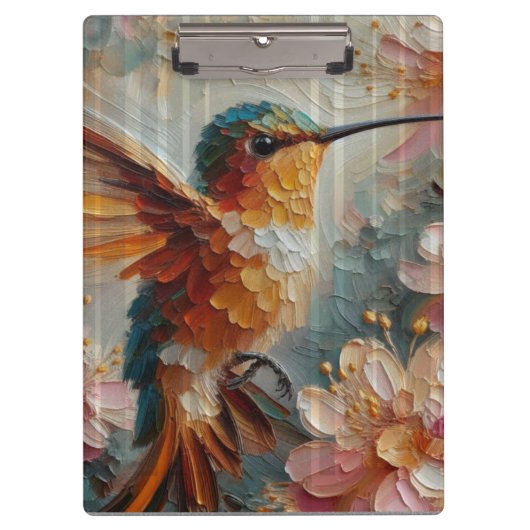 Hummingbird & Floral Art Clipboard – Textured  Klembord (Voorkant)