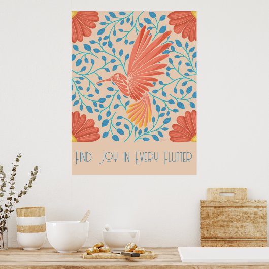 Hummingbird Floral Art Print (Keuken)