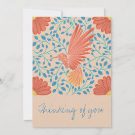 Hummingbird Floral Art Print Kaart