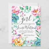 Hummingbird Floral Baby shower Invitation Kaart (Voorkant)
