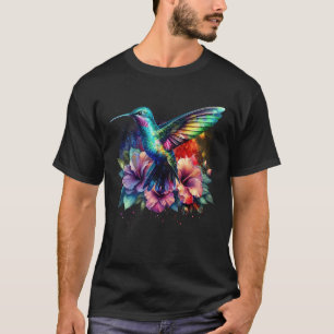 Hummingbird Floral Bird kunstwerk Waterverf Flower T-shirt
