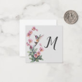 Hummingbird Floral Custom Initiaal Notitiekaartje (Voorkant / Achterkant in situ)
