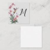 Hummingbird Floral Custom Initiaal Notitiekaartje (Voorkant / Achterkant)